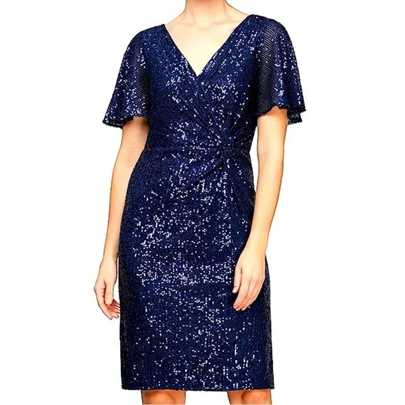 Alex Evenings | Dresses | Nwt Alex Evenings Womens Short Twist Front Dress  Blue 4p | Poshmark
